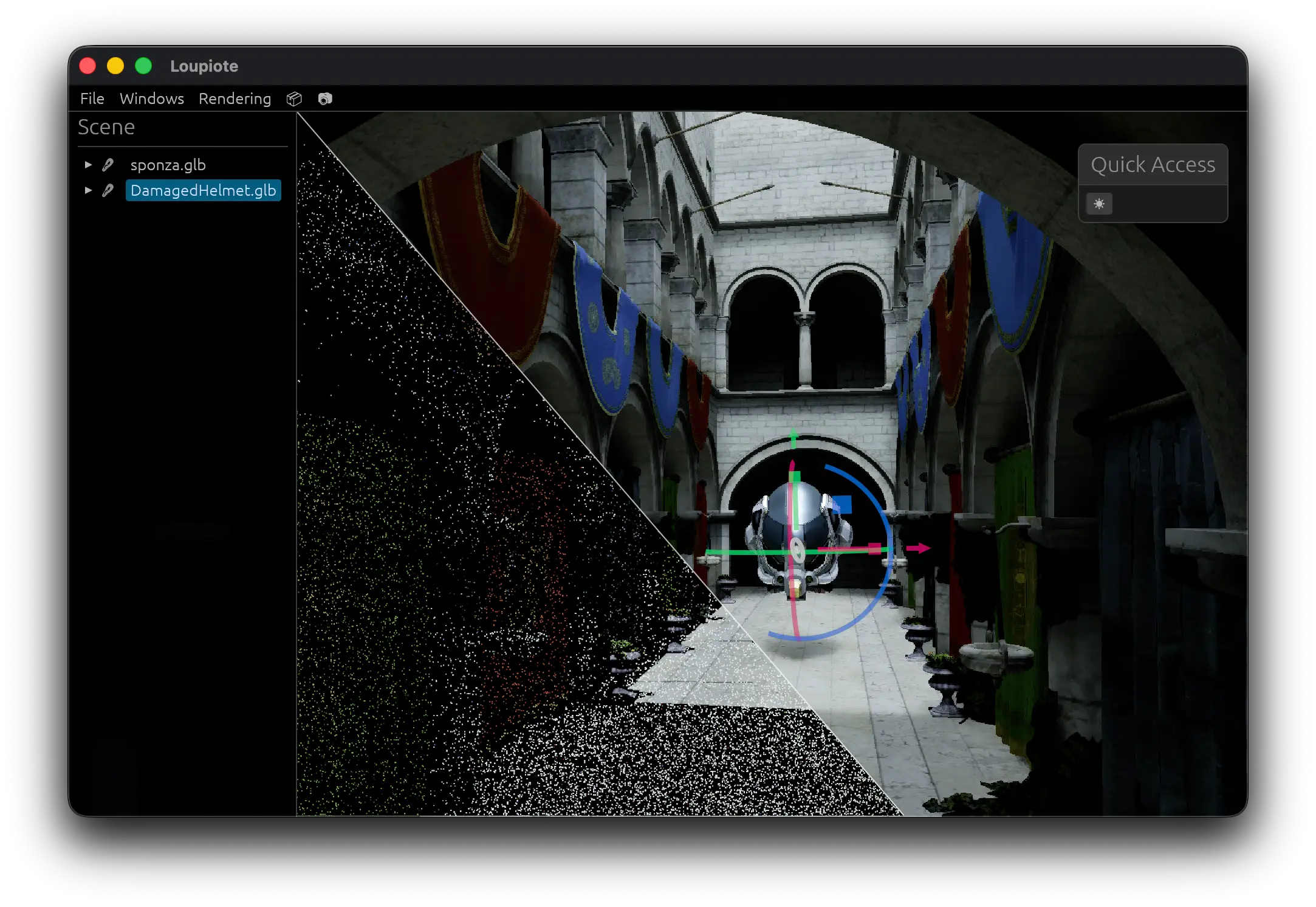Albedo editor Sponza scene